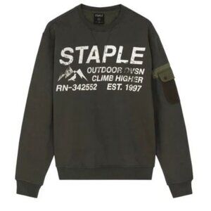 Staple Outdoor DVSN Pkt Crewneck Forest Green Size Medium 2309C7376